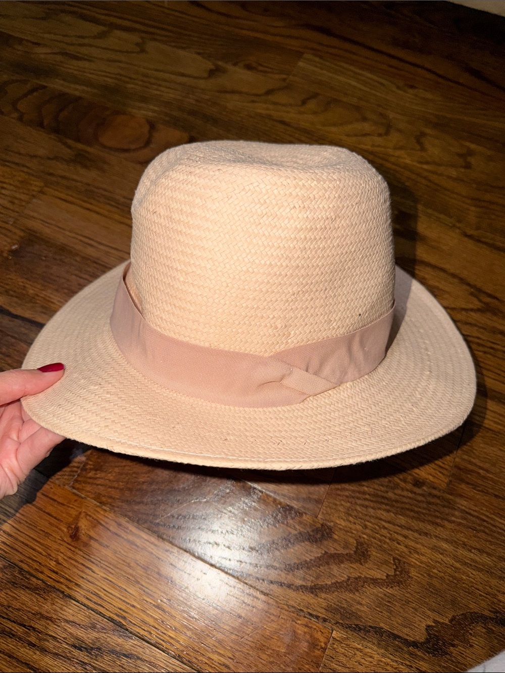 Banana Republic Blush Straw Fedora with Ribbon Band